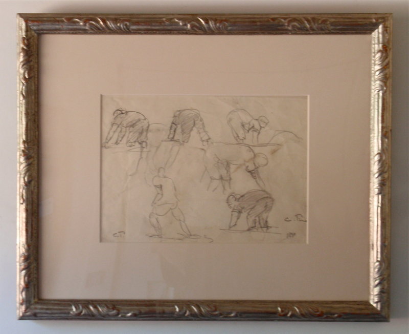 Camille Pissarro pencil drawing figural study 1890