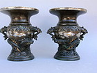 Japanese bronze & Mixed metal vases Dragons