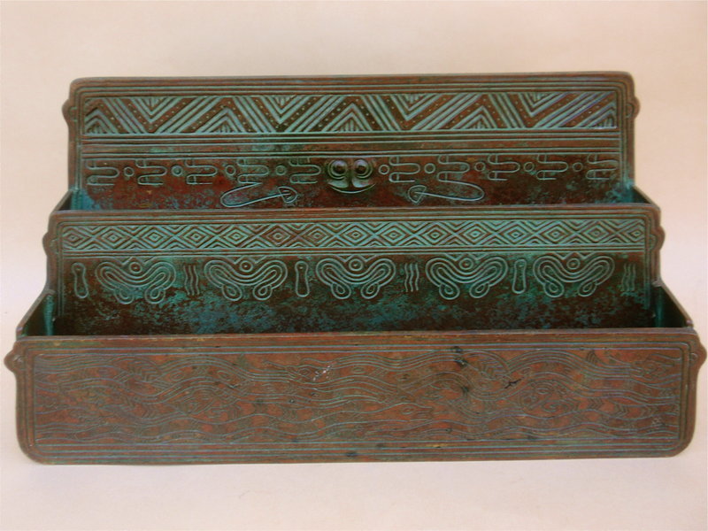 Tiffany Studios bronze Indian pattern desk set