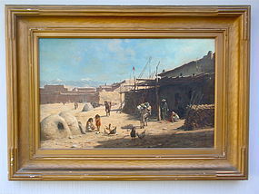 Taos Pueblo by Thad Welch 1889 Oil painting