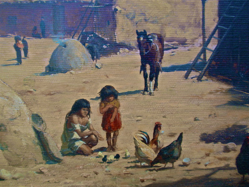 Taos Pueblo by Thad Welch 1889 Oil painting