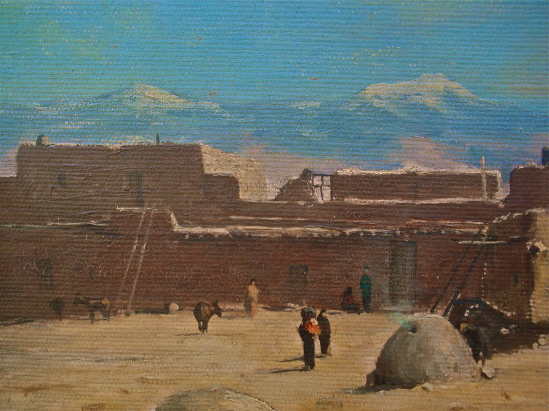 Taos Pueblo by Thad Welch 1889 Oil painting