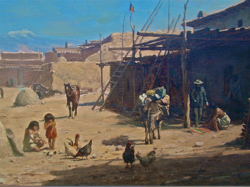 Taos Pueblo by Thad Welch 1889 Oil painting