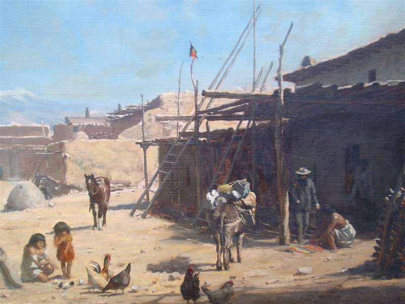 Taos Pueblo by Thad Welch 1889 Oil painting