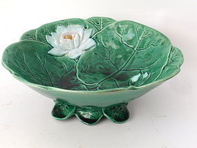 Majolica Water lily lotus flower bowl by Holdcroft