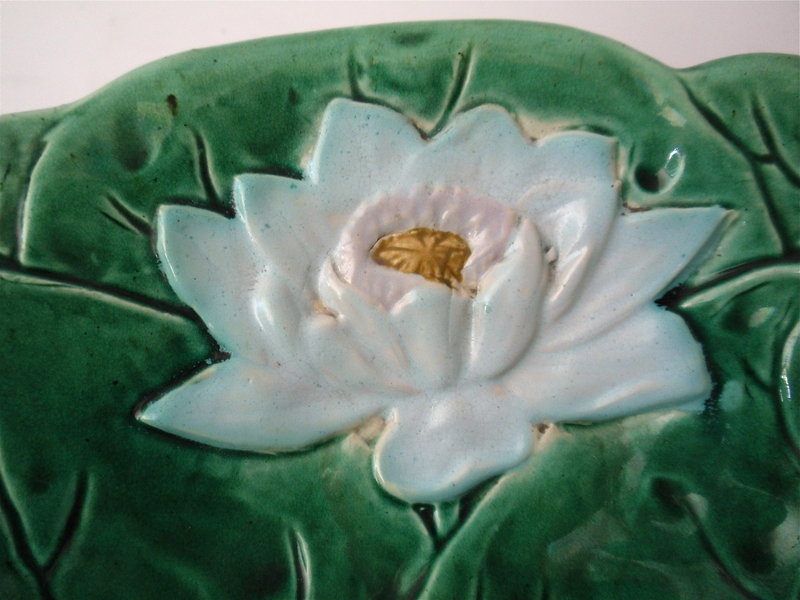 Majolica Water lily lotus flower bowl by Holdcroft