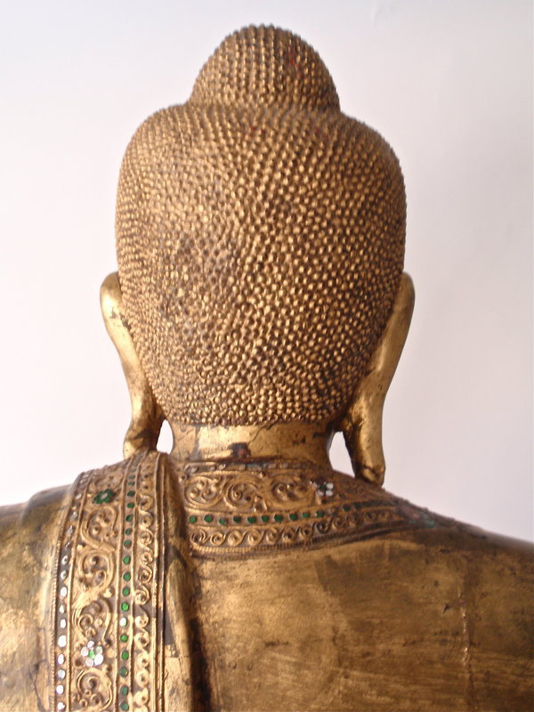 Burmese Buddha Mandalay style large 37&quot; gilt wood