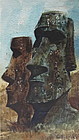 Stone Figures Easter Island Robert Daley AWS watercolor