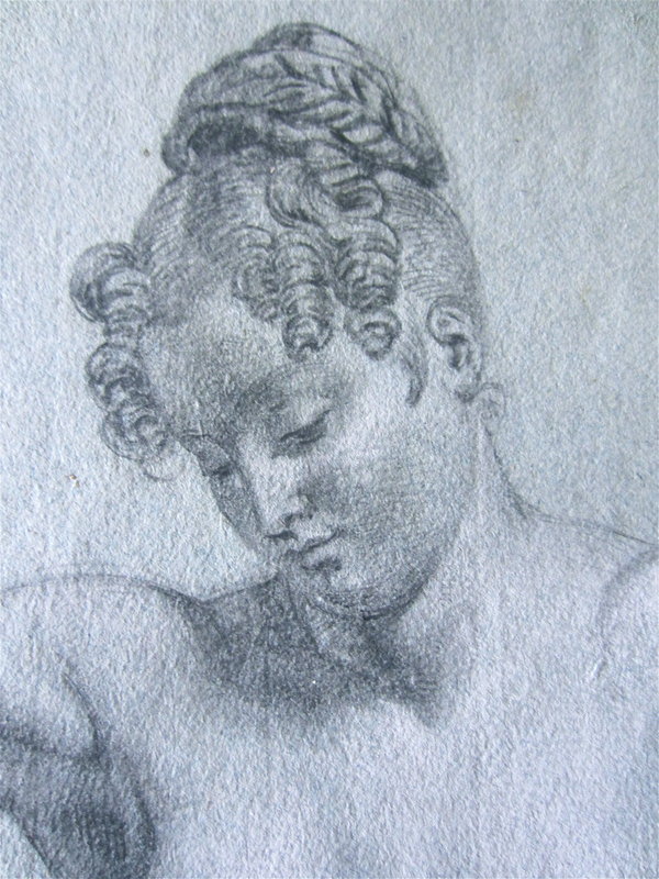 Antique Female Nude Drawing France 19th century