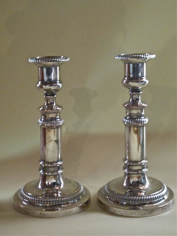 Pair Mathew Boulton Sheffield Silver Candlesticks c1790