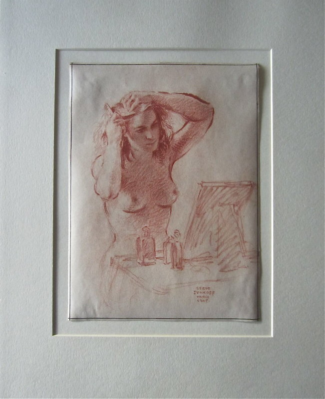 Serge Ivanhoff Drawing Nude Paris 1945 Russian Art