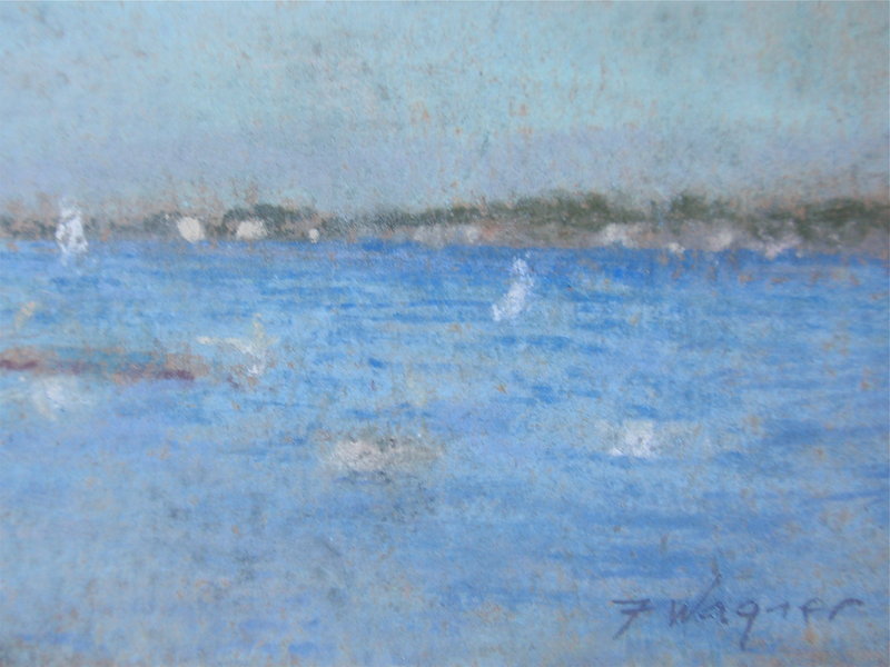 Frederick Wagner bay landscape sail boats American Impressionism