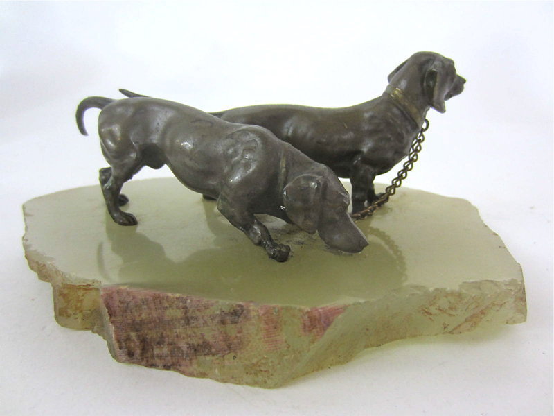 Austrian Vienna miniature Bronze Dachshunds sculpture