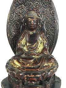 Japanese Buddha Gilt Lacquer Carved wood