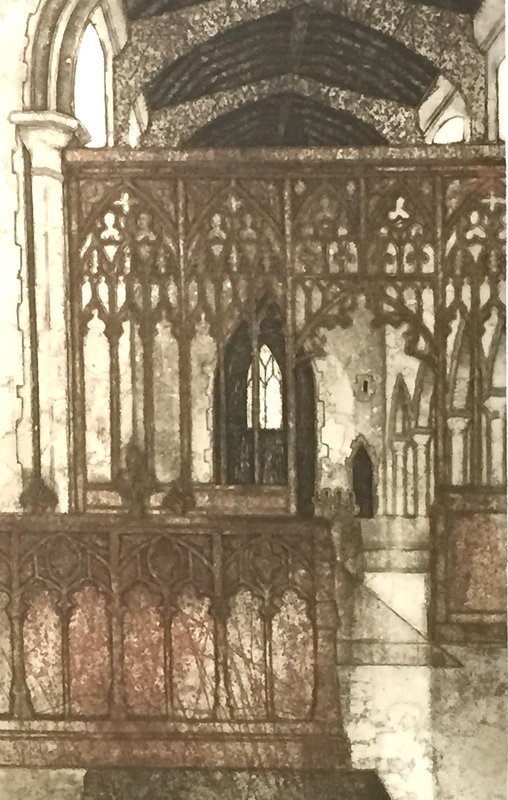 Etching Valerie Thornton Gothic Interior