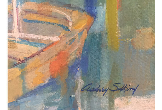 Abstract Harbor View Oil Painting Audrey Salkind