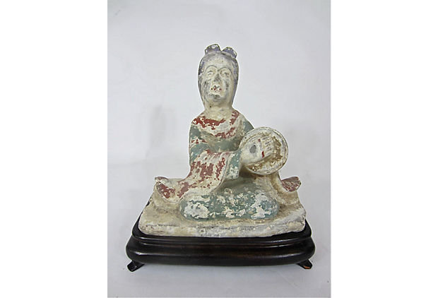 Chinese Tang Dynasty Pottery Female Musician figure