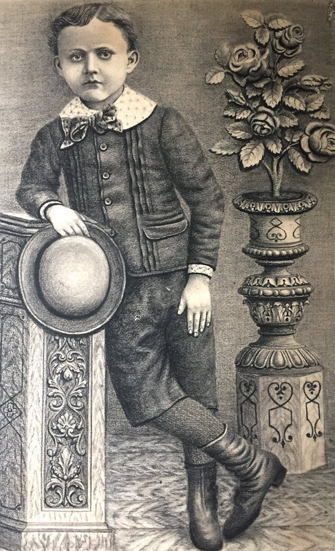 Portrait Boy American Victorian drawing antique