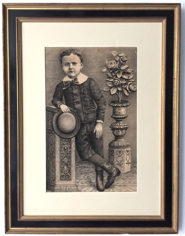 Portrait Boy American Victorian drawing antique