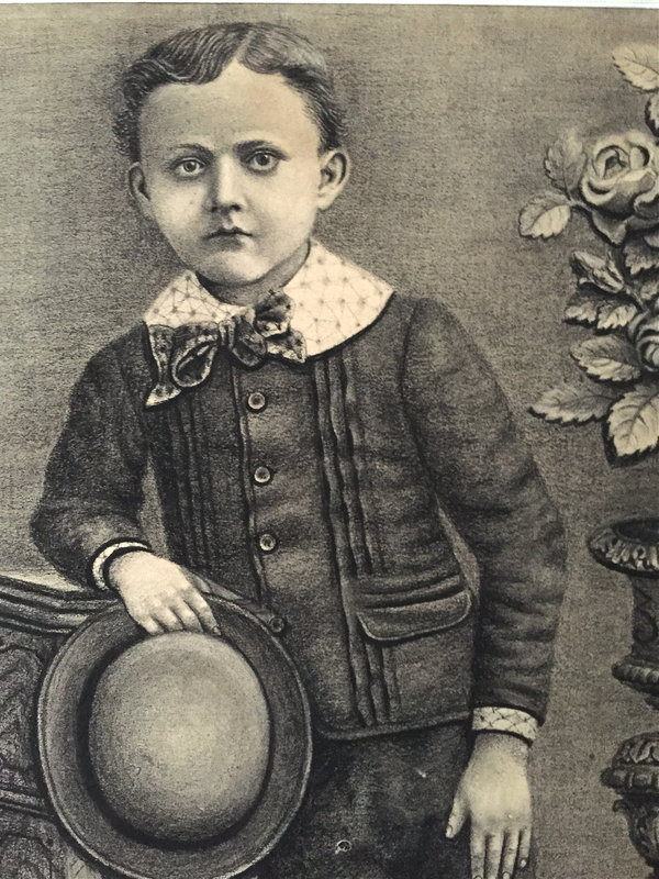 Portrait Boy American Victorian drawing antique