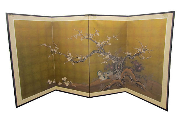 Antique Japanese byob folding screen Kaiko G