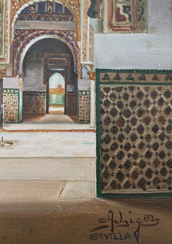 Orientalist painting Islamic architecture Seville Spain Liger