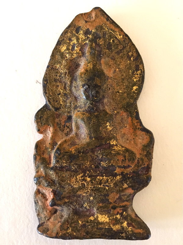Antique Thai Buddha Amulet gold gilt