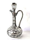 Antique Sterling Silver Overlay Decanter Cut Crystal