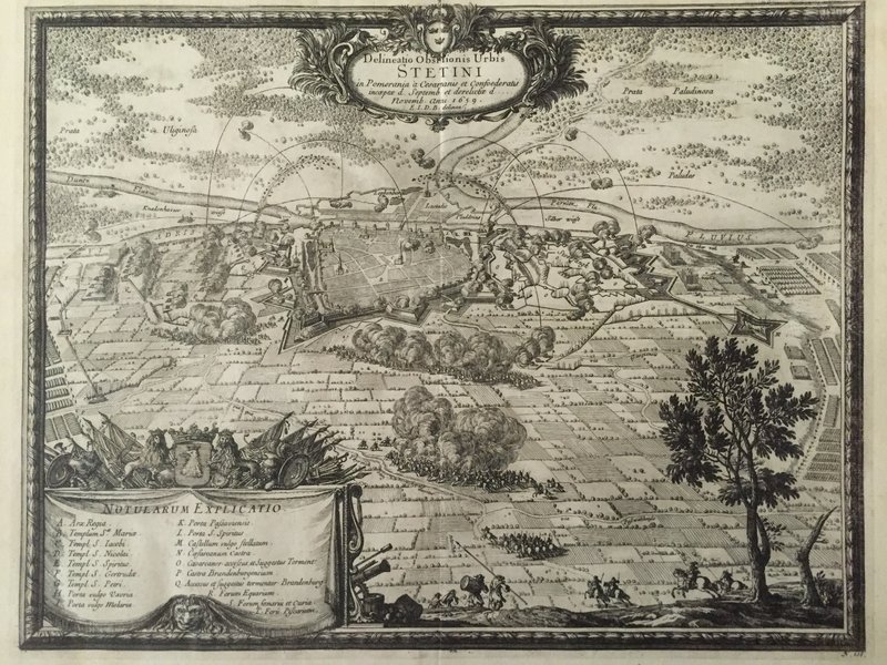 Antique Map Delineatio Obsidionis Urbis Stetini in Pomerania