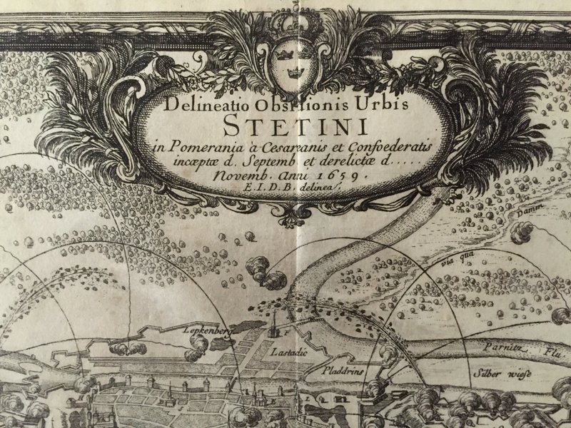 Antique Map Delineatio Obsidionis Urbis Stetini in Pomerania