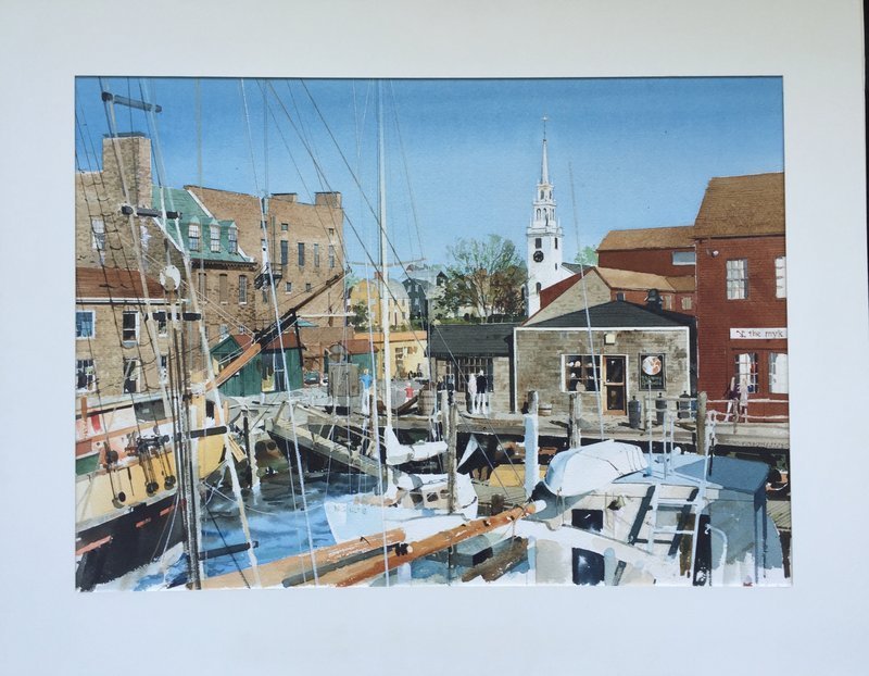 Watercolor Bowen's Wharf Newport Rhode Island by Glover