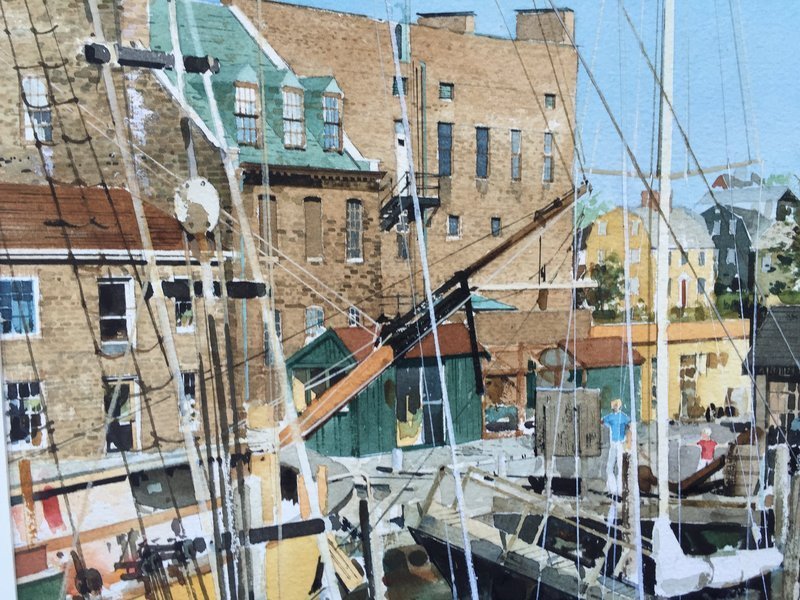 Watercolor Bowen's Wharf Newport Rhode Island by Glover