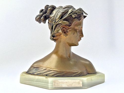 Italian Bronze Bust Woman Antonio Garella Sculpture