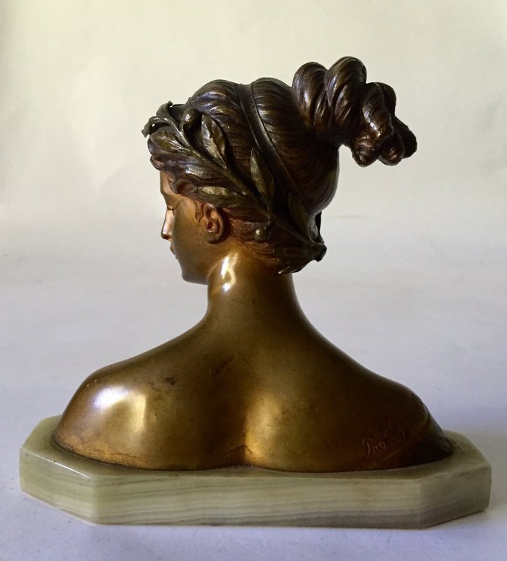 Italian Bronze Bust Woman Antonio Garella Sculpture
