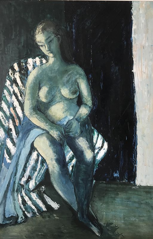 Vintage Post Impressionist Nude Female Oil Painting