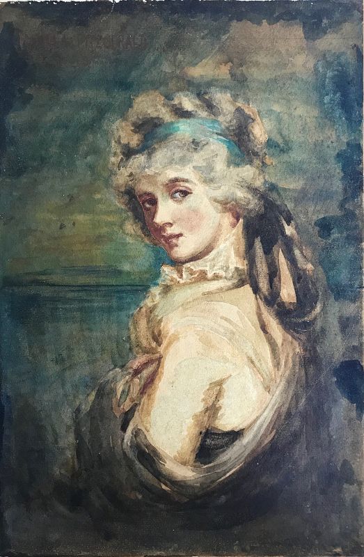 George Romney Portrait Painting of a Lady in Watercolor
