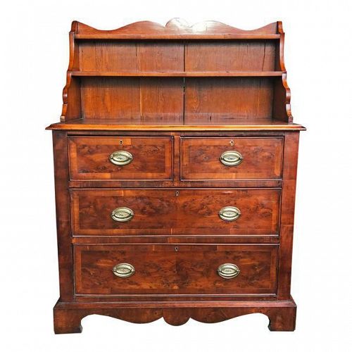 Antique 19th C. English Georgian Chest of Drawers w/ Shelves