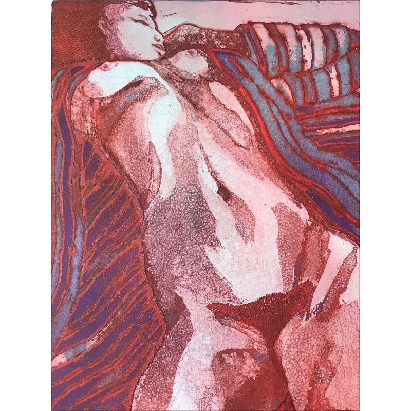 Vintage Modernist Nude Etching by Ruth Weisberg 1967