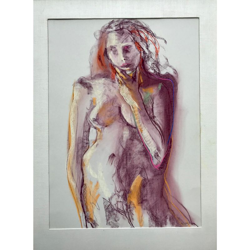 Vintage Modernist Pastel of a Female Nude by Gerrard Haggerty