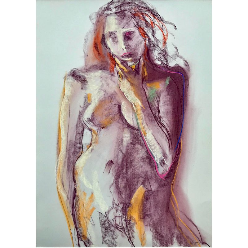 Vintage Modernist Pastel of a Female Nude by Gerrard Haggerty
