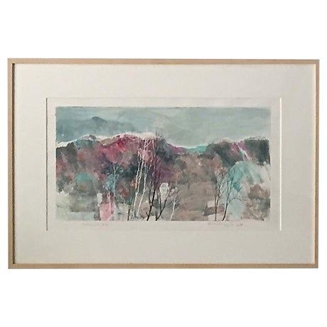 Modernist Landscape Oil by Katherine Chan Liu 1988