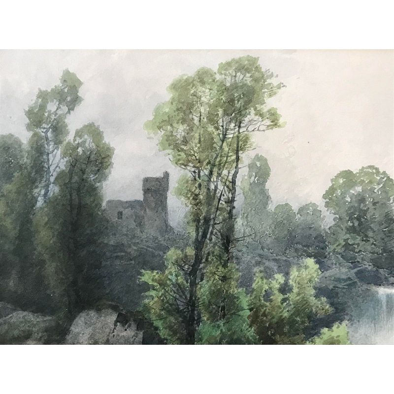 Antique Italian Watercolor Landscape by Vincent Blatter