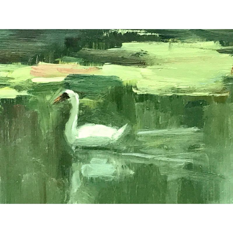 Vintage American Impressionist Oil Painting Swan on Lake by Harry Bart