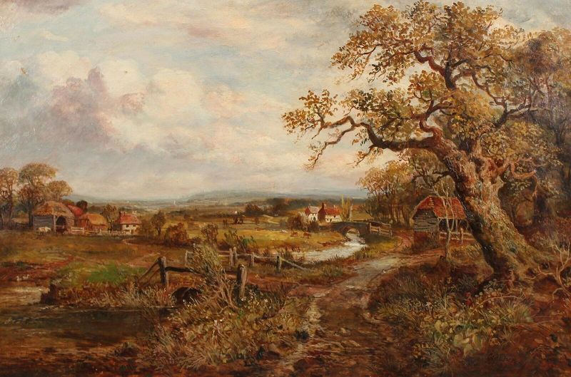 Antique European Village Landscape Oil Painting Colin Campbell Cooper