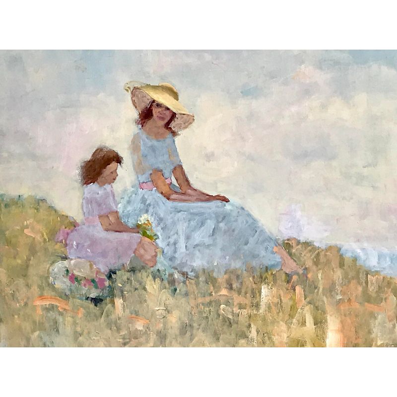 Impressionist Oil Painting Mother Child Mast Cove Maine Harry Barton