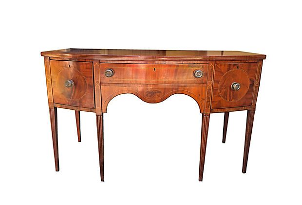 American Inlaid Sheraton/Federal Bow Front Sideboard