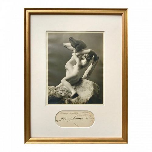Antique Photograph Rodin's Sculpture of Cupid Signed by Auguste Rodin