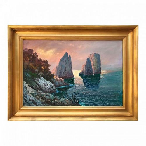 Italian Impressionist Oil Painting Capri Bay of Naples