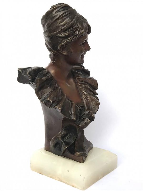 French Art Nouveau Bronze of a Woman by Georges Van Der Straeten