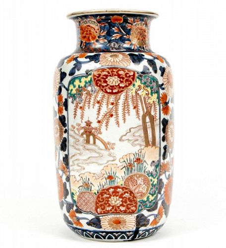 Antique Japanese Large Imari Porcelain Vase Meiji Period Circa 1900